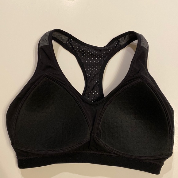 Reebok vent mesh & keyhole sports bra molded cups Small / Extra Small gray black - Picture 8 of 14